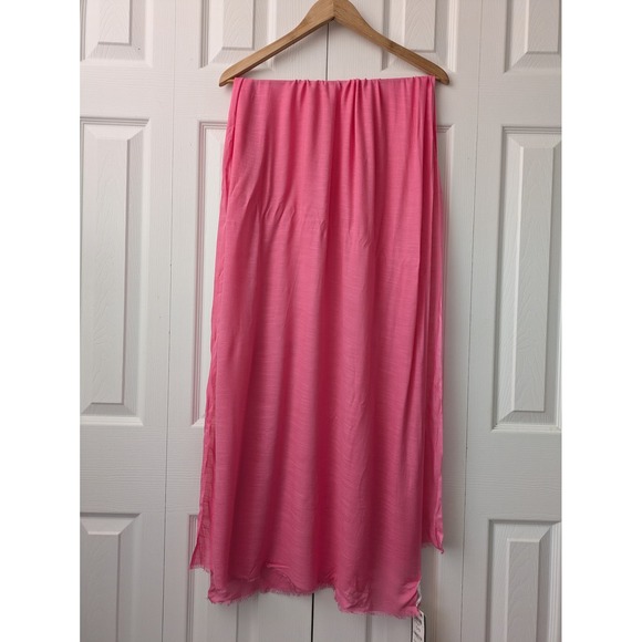 ON 34th Soft Sheen Fringe Trim Scarf Womens One Size 72" x 26" Pink NWT - Picture 2 of 6